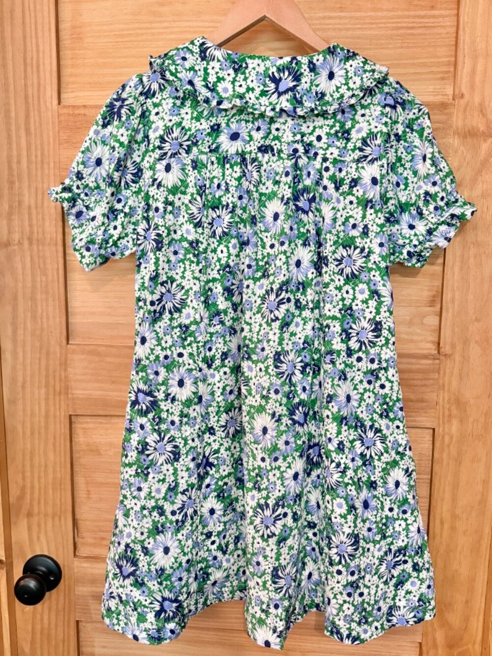 Pilcro Anthropologie Keira Green Floral Cottagecore Ruffled Cotton Mini Dress M - Picture 7 of 8